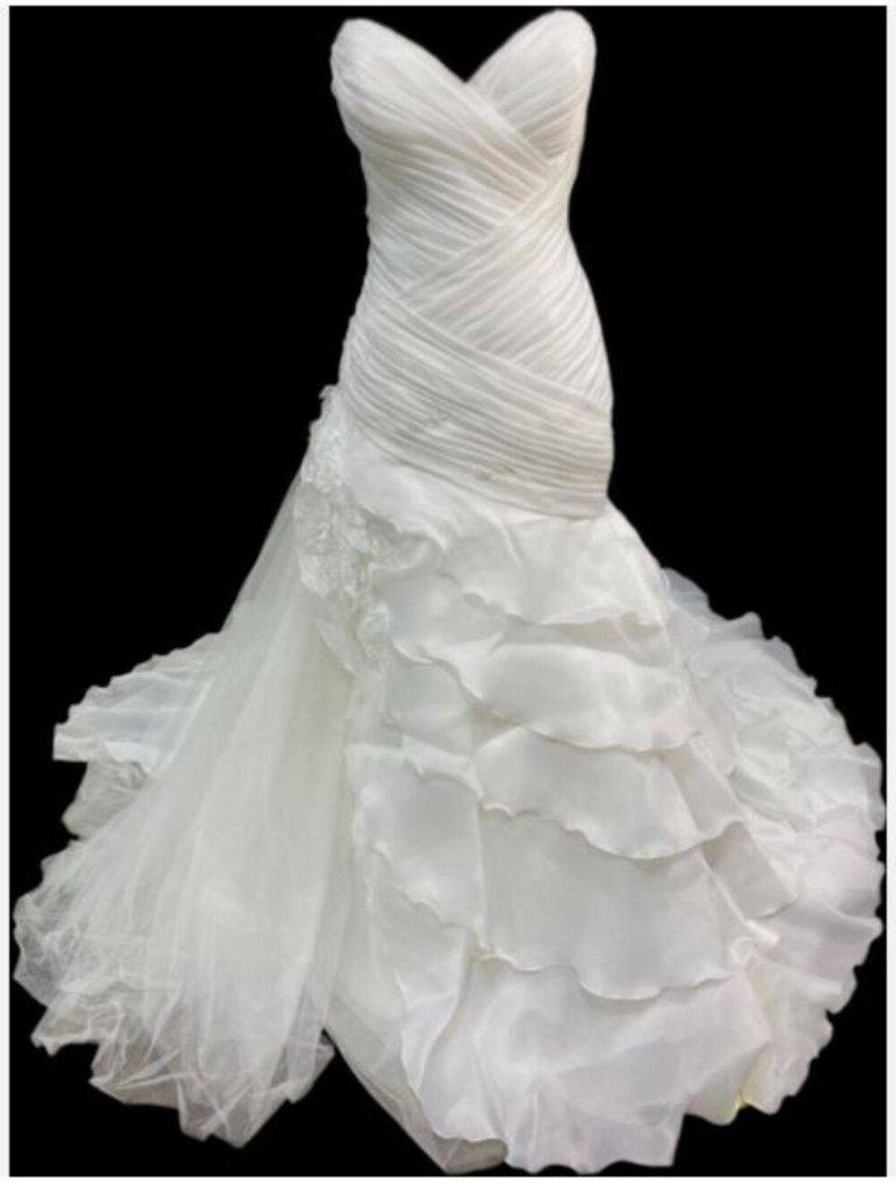 Cosmobella Milano #7581 Strapless Corset Back Tiered Ruffle Wedding Dress-Sz 12